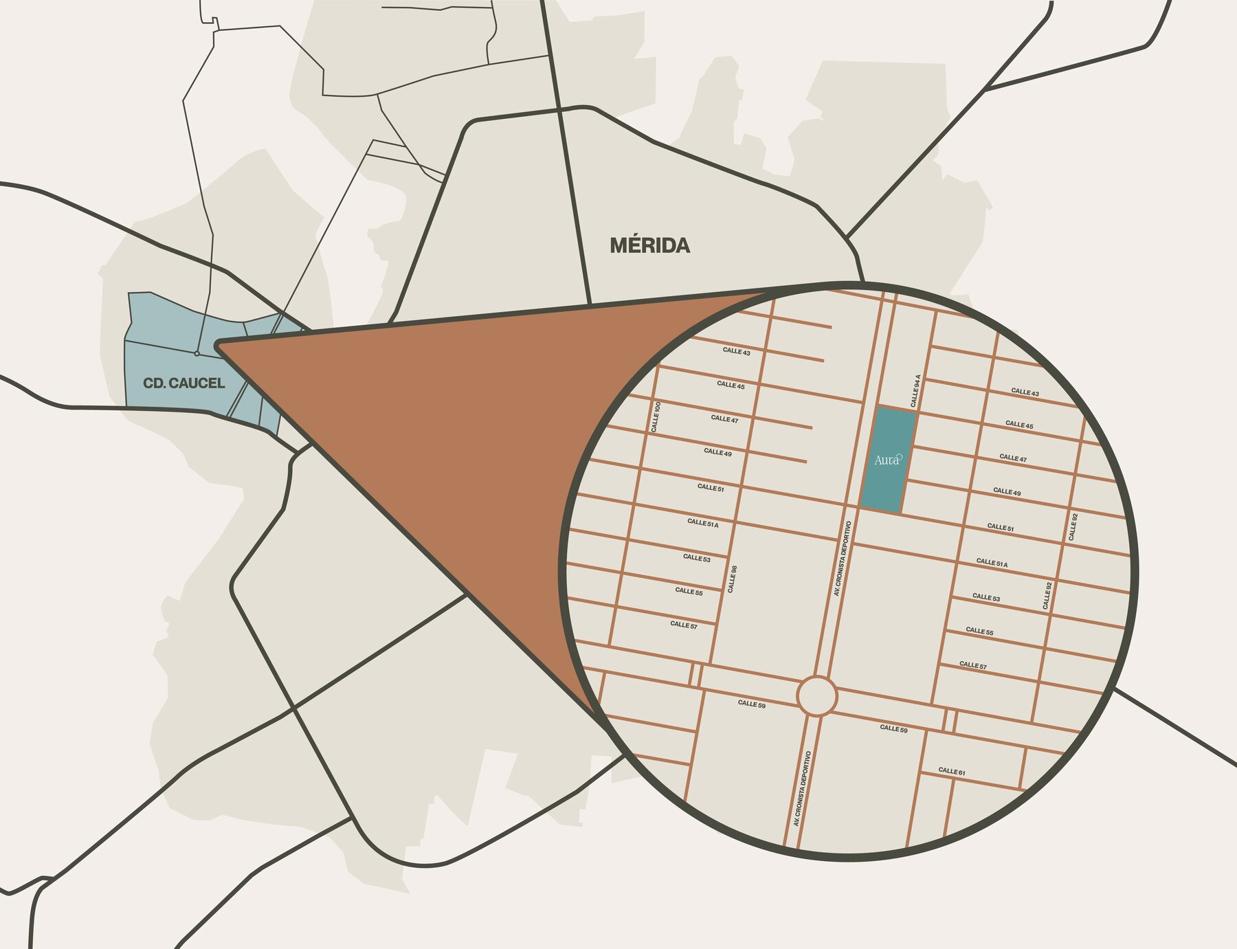 Mapa de ubicación de Plaza Aura en Cd. Caucel, Mérida